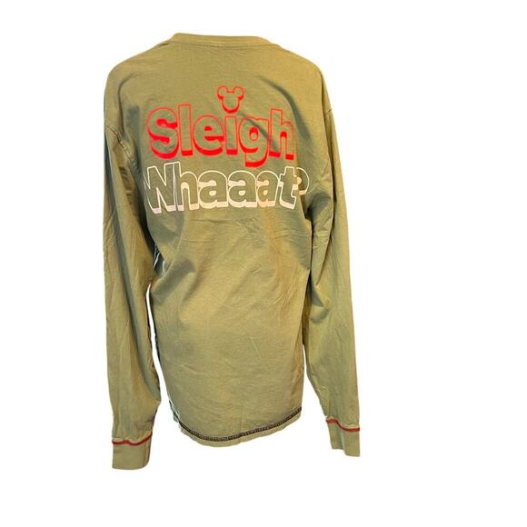 Disney Mickey Mouse "Sleigh What" Long Sleeve Holiday Tee.  Unisex Size Small - Picture 2 of 7